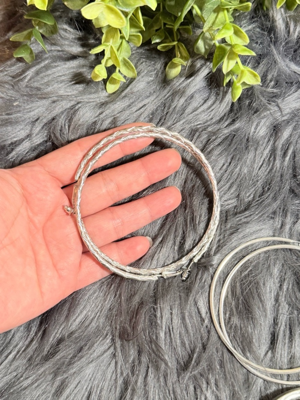 Silver Tone‎ Multi-Textured Hoops (3 Set) - Picture 4 of 8